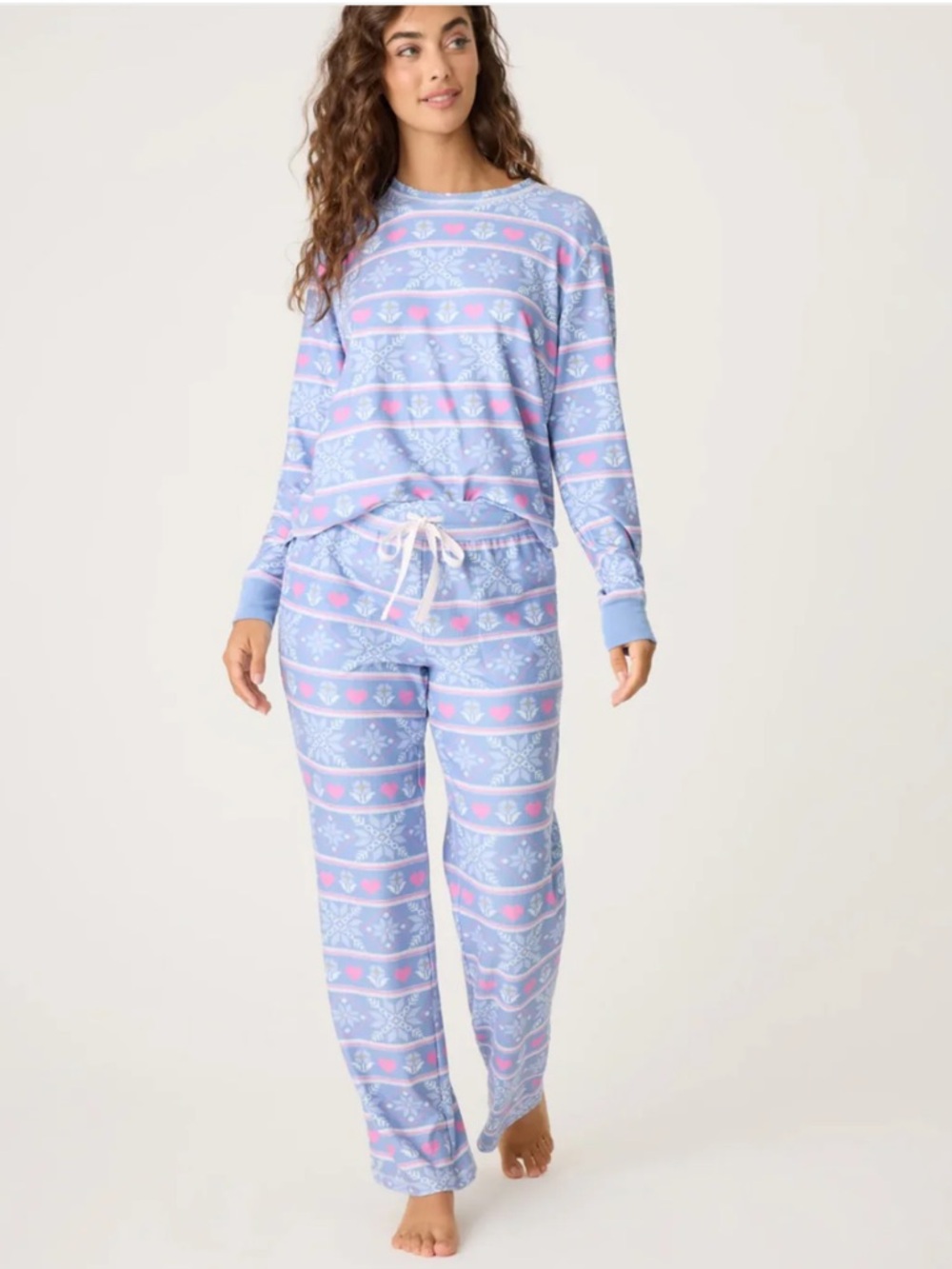 PJ Salvage Mountain Bound Snowflake Print 2 Piece Pajama Set Medium